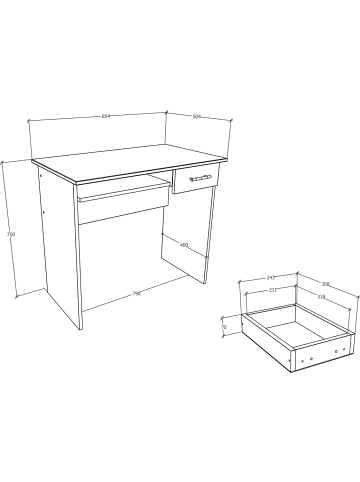 ebuy24 Schreibtisch ArusaL 2 Anthrazit 85 x 50 cm