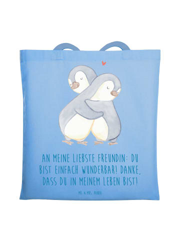 Mr. & Mrs. Panda Jutebeutel Liebste Freundin mit Spruch in Sky Blue