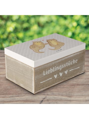 Mr. & Mrs. Panda Aufbewahrungskiste Otter Hände halten ohne Spruch in Grau Pastell