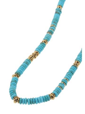 IZIA Women Necklace With Beads in Gold Turquoise