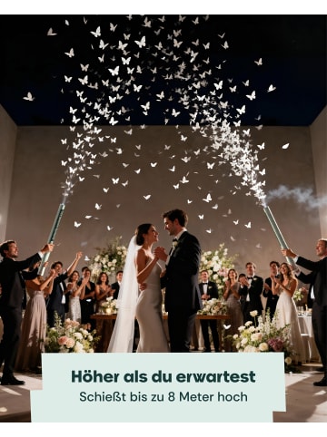 Partyjoker 5er Set XXL Konfettikanonen Schmetterling Weiß – Groß