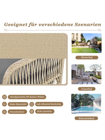 ABRIHOME Hollywoodschaukel in Khaki Rattan mit grauen Kissen 2 Sitze