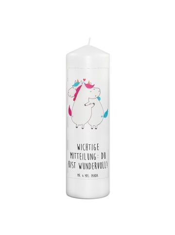 Mr. & Mrs. Panda Kerze Einhorn Mitteilung mit Spruch in Weiß