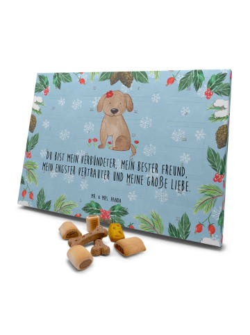 Mr. & Mrs. Panda Hunde Weihnachtskalender Hund Dame mit Spruch in Eisblau