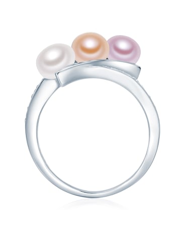Valero Pearls Perlen-Ring Sterling Silber Zirkonia Süßwasser-Zuchtperle in silber