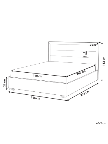 Beliani Doppelbett ROUEN in Beige/Schwarz - (W) 148 x (H) 112 x (L) 214 cm
