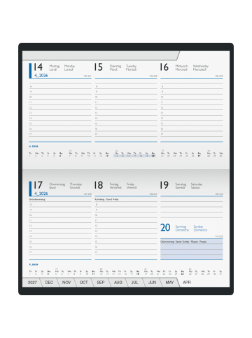 BRUNNEN Wochen-Sichtkalender 755 15,3x8,7cm 1 Woche/2 Seiten Kunststoff schwarz 2026