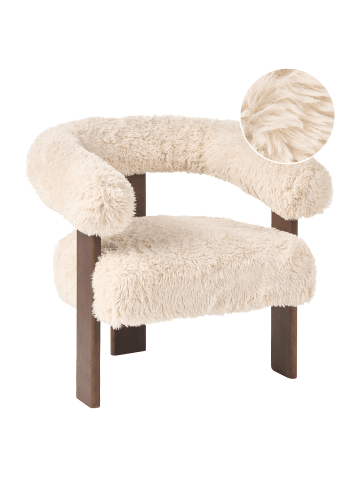 Beliani Sessel ILBRO in Weiß/Braun - (W) 77 x (H) 76 x (L) 68 cm