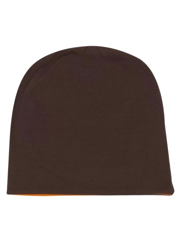 MSTRDS MSTRDS Accessoires Jersey Beanie reversible in chocolate/orange