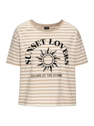 H.I.S T-Shirt in camelfarben gestreift