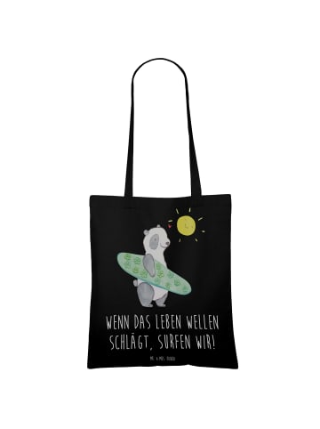 Mr. & Mrs. Panda canvas tasche Sommer Wellen Surf mit Spruch in Schwarz