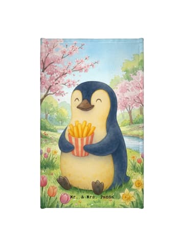 Mr. & Mrs. Panda Frotteehandtuch Pinguin Frühling Pommes Design ... in Weiß