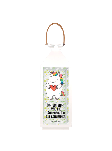 Mr. & Mrs. Panda Laterne Einhorn Herz mit Spruch in Transparent