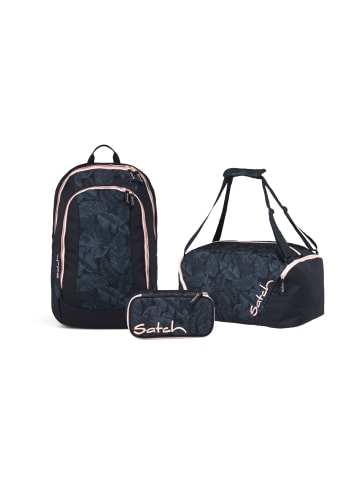 Satch Schulrucksack-Set AIR "Midnight Jungle" 3-tlg. in Schwarz