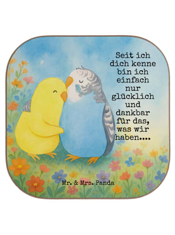 Mr. & Mrs. Panda Tischuntersetzer Wellensittich Liebe Design mit... in Weiß