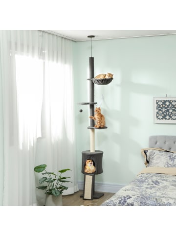 Pawhut Kratzbaum deckenhoch Dunkelgrau 30L x 25B x 220-240H cm