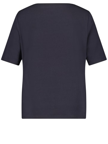 SAMOON T-Shirt Kurzarm Rundhals in Navy gemustert