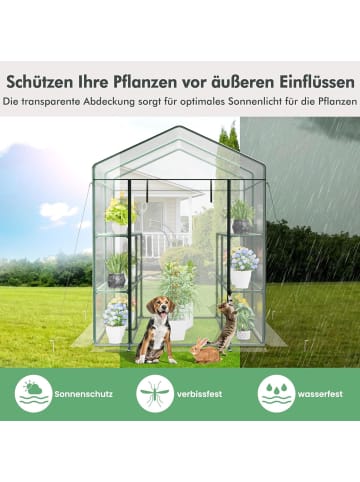 COSTWAY Gewächshaus 139 x 144 x 195 cm in Transparent