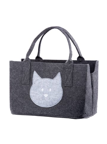 GMD Living 2er Set Filztasche Katzenmotiv in Hellgrau & Dunkelgrau