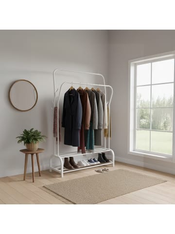 relaxdays Kleiderständer in Weiß - (B)110 x (H)146 x (T)33 cm