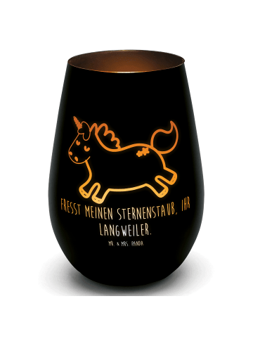 Mr. & Mrs. Panda Windlicht Einhorn Happy mit Spruch in Schwarz