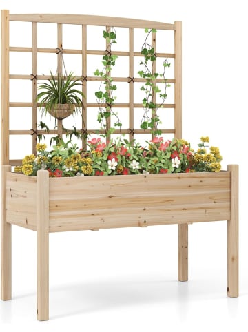 COSTWAY Blumenkasten mit Spalier 119cm in Beige