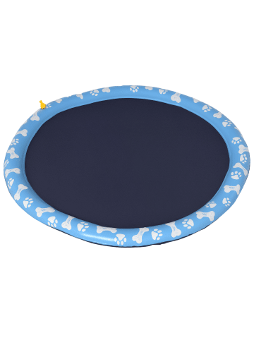 Pawhut 150 cm Sprinkler Matte Hunde Blau