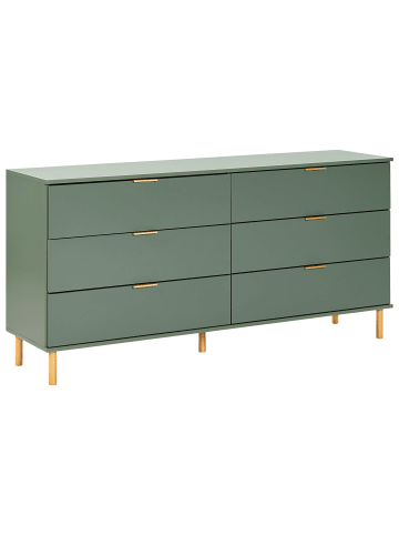 Beliani Kommode WALPOLE in Grün/Gold - (W) 158 x (H) 76 x (L) 40 cm