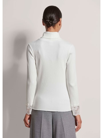MADELEINE Elegantes Basicshirt mit Spitze, Rollkragen in wollweiß