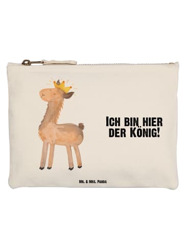 Mr. & Mrs. Panda Kulturtasche Lama König mit Spruch in Weiß