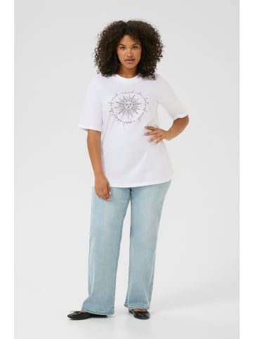 KAFFE curve T-shirt KCfrey Loose fit in Optical White W Black Deep Sun