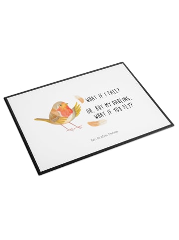 Mr. & Mrs. Panda Schreibunterlage Rotkehlchen Federn mit Spruch in Weiß