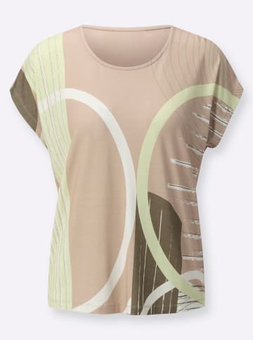creation L Rundhalsshirt in beige-pistazie-bedruckt