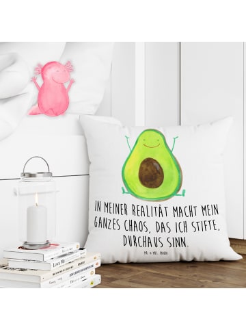 Mr. & Mrs. Panda Sofa Kissen Avocado Glücklich mit Spruch in Weiß