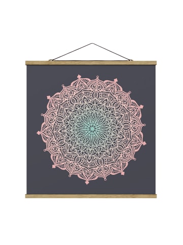 WALLART Stoffbild - Mandala Ornament in Rose und Blau in Blau