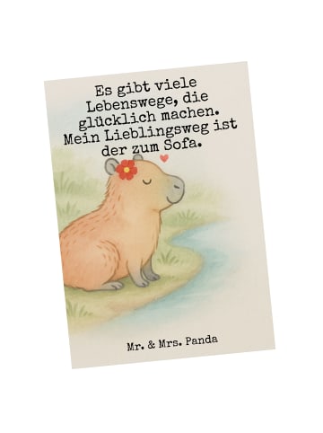 Mr. & Mrs. Panda Postkarte Capybara Blume Design mit Spruch in Weiß