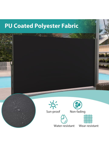 COSTWAY Seitenmarkise 180 x 300 cm Garten in Schwarz