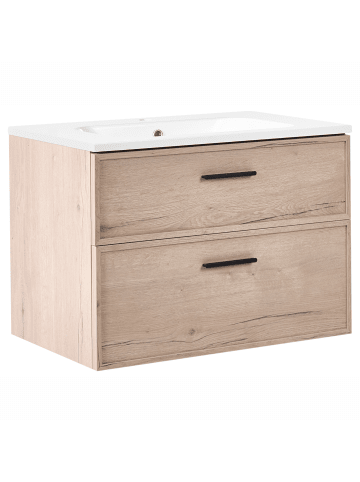 Beliani 2-tlg Badezimmerschrank YELCHO in Braun/Weiß/Schwarz