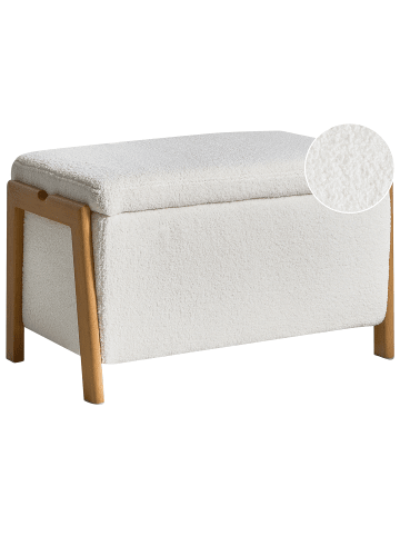 Beliani Bettbank EDLAND in Weiß/Braun - (W) 75 x (H) 44 x (L) 43 cm