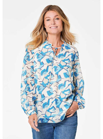 GOLDNER Kurzgröße:  Bluse Bluse in blau / gemustert