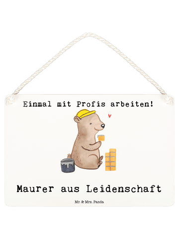 Mr. & Mrs. Panda Schild Maurer Leidenschaft mit Spruch in Weiß