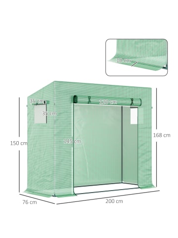 Outsunny Gewächshaus in Grün 200L x 76B x 168H cm