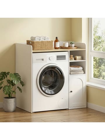 HOMCOM Waschmaschinenschrank in Weiß & Natur 93,5L x 60B x 100H cm