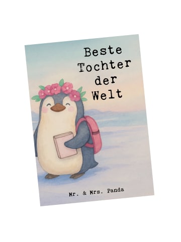 Mr. & Mrs. Panda Grußkarte Pinguin Beste Tochter der Welt Design... in Weiß