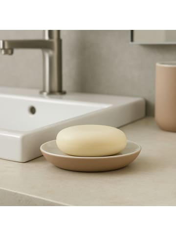 Douceur d’Intérieur Keramische Seifenschale, MAMBO in Beige, (B) 10,4 x (H) 1,2 x (L) 10,4 cm