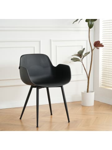 home24 home24 Esszimmerstuhl 2er-Set im modernen Stil in Schwarz