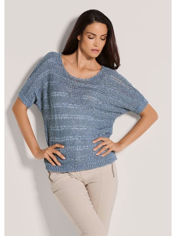 MADELEINE Ajour-Pullover mit Glanz-Effekt in rauchblau