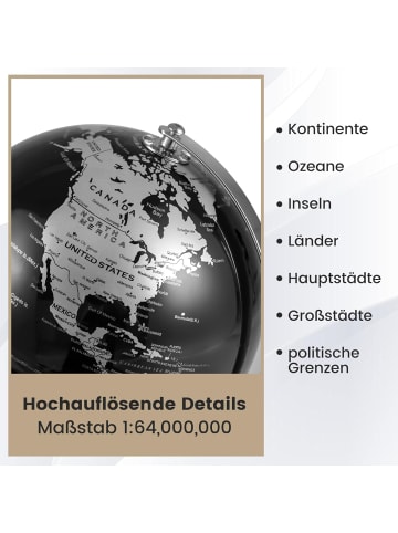 COSTWAY 20cm Globus Weltkugel Englische Version in Silber