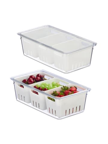 relaxdays 2 x Kühlschrank Organizer in Transparent/ Weiß - (B)32 x (H)10 x (T)17,5 cm