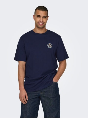 Only&Sons T-Shirt 2er-Set Kurzarm Rundhals Basic Baumwolle Shirt in Weiß-Dunkelblau